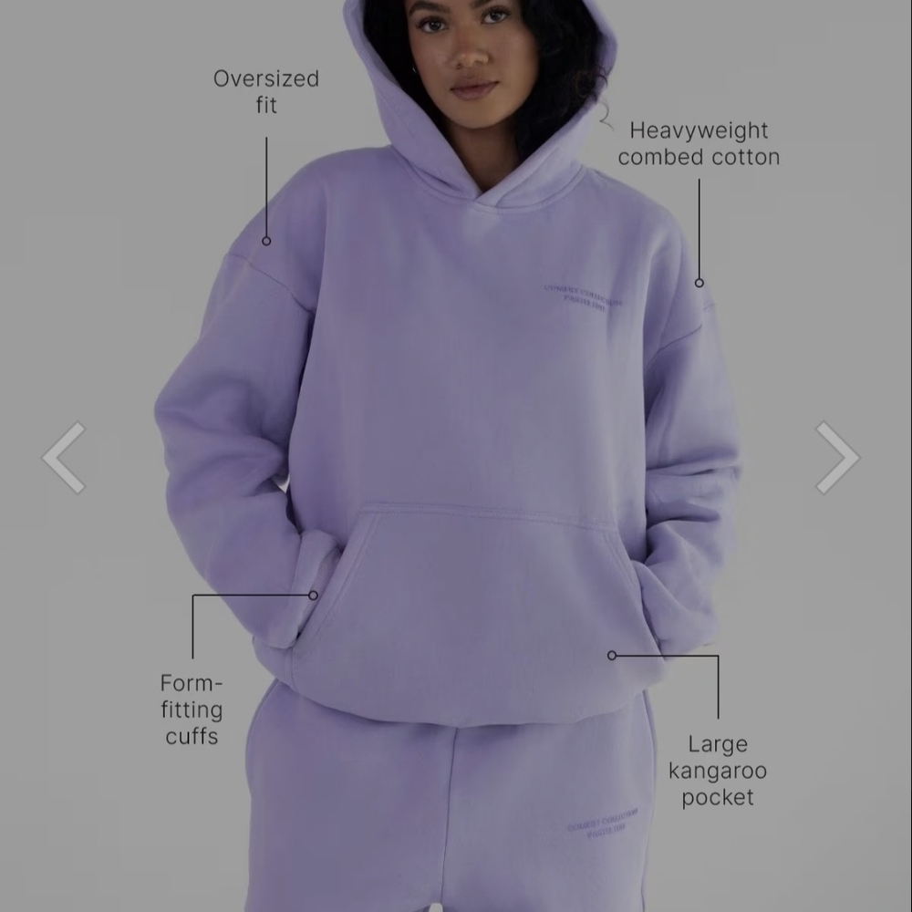 Comfrt Pastel Hoodie LAVENDER XXL  Sweatshirt Pullover New